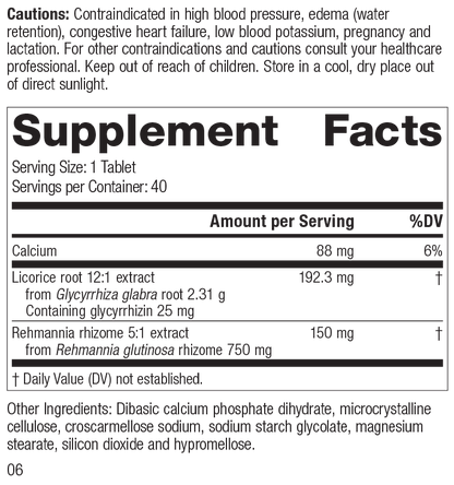 Adrenal Complex, 40 Tablets, Rev 05 Supplement Facts