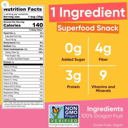 Dried Dragon Fruit Chips Sharing Pack: Gluten Free, Vegan